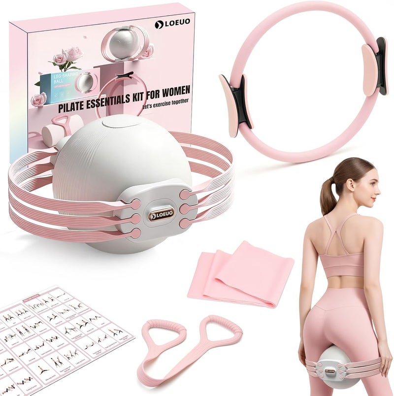 LOEUO at Home Pilates Kit for Women, Pilates Equipment for Home Workouts, Adjustable Resistance Pilates Ball and Ring Set for Exercise - Image 1